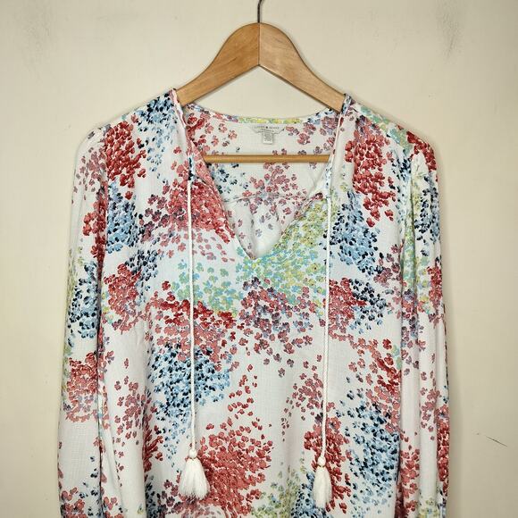 Lucky Brand Tasseled Boho Floral Top - Picture 2 of 9